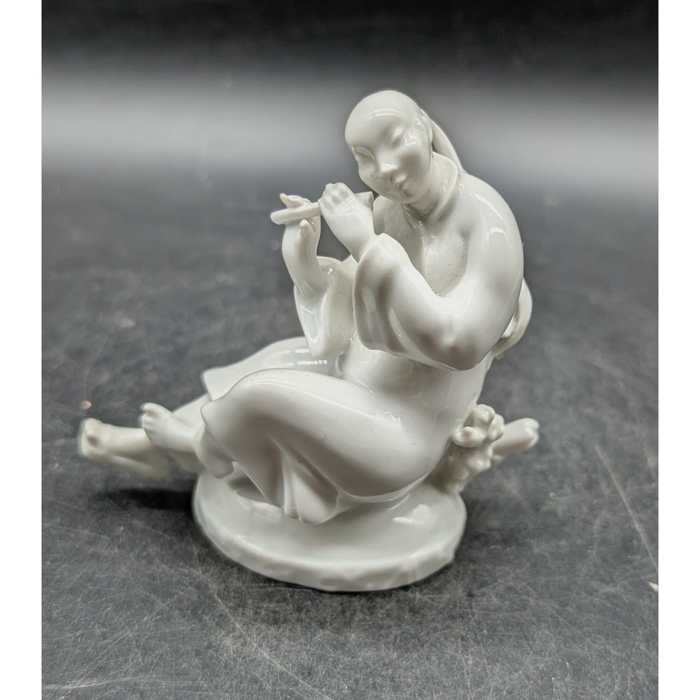Augarten Wien White Porcelain Flute Player Figurine 1578 Austria Chinoiserie